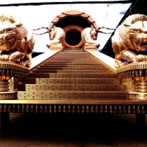 Xerxes Trone set - Lions, Ibix and throne various ornemetations sculpted out of styro foam, covered with plaster, molded and reproduced in plaster