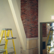 NATIONWIDE ARENA Ohio USA, 2001 - Production, painting and installation on site of false wooden beams in plaster, false bricks, false stones, a clock and a map painting