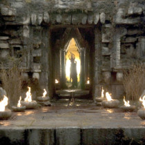 Shrine set - Stone sculpted out of styro foam coated with cement and plaster