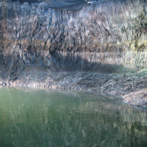 GLOWBIRD GROTTO set - Molded rock panels from Eastman rock walls in Quebec, walls produced in plaster, floor in fiber glass resin.