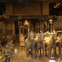 Mausoleum set - Life size chinese terracotta warriors and horses / Made from clay and styro sculpted models, molded and casted in plaster