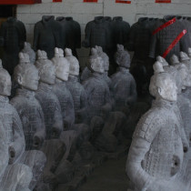 Bodies casted in plaster. Here are the archers, the hands still to be installed