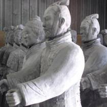 Chinese soldiers leaving for paint shop