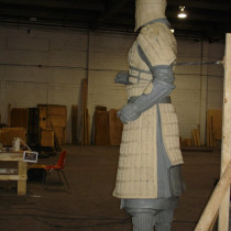 Jet Lee' sculpture, 7 ft high. Sculptors: Lucie Fournier, Tino Petronzio, Nick Petronzio the help of Linda Bicari and Marie-France Lavoie. Sculpted with two type of plasticine on a styro core, molded and casted in plaster