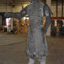 Jet Lee' sculpture, 7 ft high. Sculptors: Lucie Fournier, Tino Petronzio, Nick Petronzio. Sculpted out of plasticine, molded and casted in plaster