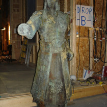 Jet Lee' sculpture, 7 ft high. Sculptors: Lucie Fournier, Tino Petronzio, Nick Petronzio. Sculpted out of plasticine, molded and casted in plaster. Patine by Alain Giguère's team