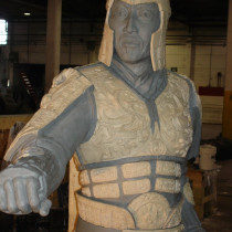 Jet Lee' sculpture, 7 ft high. Sculptors: Lucie Fournier, Tino Petronzio, Nick Petronzio and the help of Linda Bicari and Marie-France Lavoie. Sculpted with two type of plasticine on a styro core, molded and casted in plaster