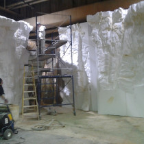CANYON set -  Work in progress of styro foam sculpting for rock wall