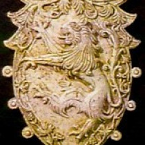 Lion shield composition, 1995 - For Commercial reproduction purposes, sculpture in plasticine, molded and produced in plaster