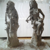 GARGAMEL LAIR'S STATUES  Sculpted miniatures by Lucie Fournier according to the directions of the Production Designer Bill Boes. Then they were molded and casted in plastic to guide the sculptors