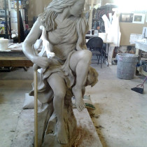 GARGAMEL LAIR'S STATUES  Statue sculpted in clay, harp in styro by: Linda Bicari, Chrystian Beaudoin, Lucie Fournier and Mao Clavet