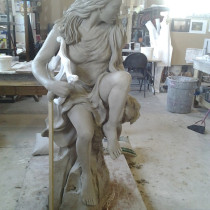 GARGAMEL LAIR'S STATUES  Statue sculpted in clay, harp in styro by: Linda Bicari, Chrystian Beaudoin, Lucie Fournier and Mao Clavet