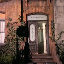 Walls, floor, stairs, sidewalks are plastered or cement covered and sculpted