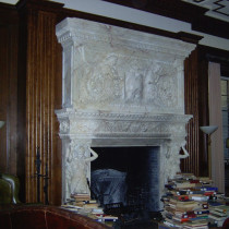 TRUSTEE ROOM set - Chimney mantle varied ornementation and cariatids, group work sculpted in clay, molded, produced in plaster