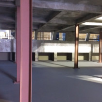 THE WALK 2014 - Empire State building Top 110th floor set exterior and interior - poured cement texture