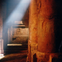 Open Tunnel set - Styrofoam coated with cement, sculpted stones and column bases casted in plaster