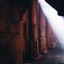 Open Tunnel set - Styrofoam coated with cement, sculpted stones and column bases casted in plaster