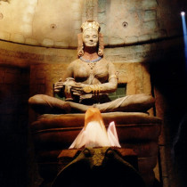 Goddess Temple set - Goddess sculpture in styro foam covered with a mix of cement and plaster . Stone work out of styro foam